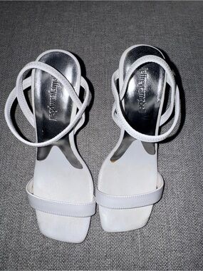 Jeffrey Campbell White Square-Toe Strappy Heeled Sandals